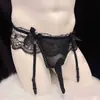 Tanga para Hombre de Encaje con Tira Calzones Ultra Delgados Transparentes de Tiro Bajo Calzones para Travestismo Set de Avión Jj