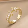 Anillo Exquisito Super Brillante de Circonita para Niñas, Lujo Accesible y Anillo de Apertura Ajustable de Gama Alta, Baño de Oro Real Simple