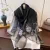 Bufanda de Seda Bordada de Lujo para Mujer, Chal Delgado de Primavera y Otoño, Bufanda Bordada Elegante y de Moda, Estilo Versátil