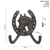 Estilo Country Americano Retro Vintage Ferro Fundido Artesanato Cabeça de Cavalo Gancho Duplo Decoração de Parede Criativa Decoração Suave Modelo Ornamento para Pendurar em Casa