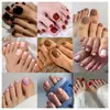 Atacado do Fabricante Várias Cores Disponíveis 24 Peças Doces Cor Sólida Acabamento Brilhante Unhas dos Pés Usáveis Tiras de Arte para Unhas
