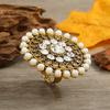 Anillo de Estilo Étnico Bohemio Exagerado de Personalidad Retro de Alta Calidad, Moda Europea y Americana Diseño Creativo con Diamantes y Perlas, Ajustable