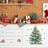 Pegatinas de Pared para Caja de Regalo de Árbol de Navidad en Acuarela Transfronterizas, Bolas Decorativas Coloridas, Copos de Nieve, PVC Autoadhesivo, Removibles