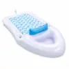 Boia inflável xadrez azul e branca com encosto porta-copos alça para piscina praia lazer flutuante boia inflável