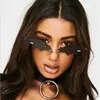Gafas de Sol Sin Montura con Forma de Murciélago Transfronterizas Europeas y Americanas para Mujer, Elegantes y de Moda para Fotografía Callejera y Pasarela para Hombre, Estilo Trendy Ins