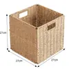 Cesta de Armazenamento Doméstica Mais Vendida, Cesta de Armazenamento de Capim-Cabaça, Caixa de Armazenamento Dobrável para Material de Escritório, Roupas e Brinquedos, Caixa de Armazenamento Trançada de Rattan