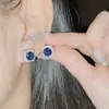 Pendientes Tesoro Azules Imitación Flor de Maíz 1.0Ct Versa Classic Cubo de Azúcar para Hombres y Mujeres Chapados en Oro de 18K Nuevos Pendientes de Aguja de Plata para Parejas