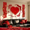 Conjunto de decoração de parede de fundo para quarto de casamento, adesivos de palavras felizes em formato de coração para parede de sofá da sala, decoração 3D de peixe koi para casamento