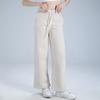 Pantalones Deportivos Largos Casuales de Pierna Ancha Rectos Holgados para Mujer, Cintura Elástica con Cordón, Color Sólido, para Fitness, Correr, Exteriores