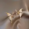 Pendientes de Mariposa con Circonita de Plata de Ley para Mujer Otoño e Invierno Lujo Ligero de Gama Alta 2024 Explosiones Nuevos Pendientes Únicos de Nicho