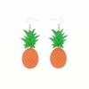 Nuevos pendientes de nicho de fruta creativos personalizados europeos y americanos, cortados con láser en rodajas de madera, bonitos y frescos pendientes de piña
