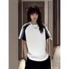 Camiseta Deportiva de Manga Corta para Hombre de Estilo Americano, Marca de Moda, Bloques de Color a Rayas, Verano, Exterior, Bádminton, Secado Rápido, Camiseta de Manga Raglán para Pareja