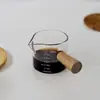 Taza Pequeña de Leche con Mango de Madera Creativo, Jarra Pequeña de Leche de Vidrio, Plato para Salsa, Jarra de Leche con Mango de Madera, Utensilio Mini Plato para Condimentos para Dipear
