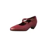 Sapatos Mary Jane Retro Italianos de Pele de Cordeiro com Tira Cruzada 2026 Outono Salto Anabela Salto Médio Bico Redondo Couro Genuíno Sapatos de Tira Única Femininos