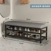 Banqueta para zapatos, Taburete para cambiarse los zapatos, Zapatero, Taburete de hierro para el hogar con cojín de bolsa suave de cuero, Banqueta larga para la entrada, Almacenamiento de lujo accesible, Nuevo estilo