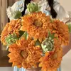 Popular Oso de Peluche Girasol Flor Artificial Decoración Sala de Estar Vestíbulo Flor Adorno de Flor Falsa Ramo Retro de Mano