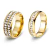 Moda Europea y Americana de Amazon Versátil Estilo Retro de los Años Dorados Fila de Diamantes Acero Inoxidable Acero de Titanio Anillos de Pareja Par de Anillos