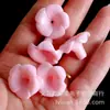 Polvo de Concha Compactado Flor de Gloria de la Mañana Grande Flor de Tallo Largo Cuentas Color Macarrón Accesorios para Aretes Hechos a Mano DIY Venta al por Mayor