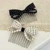 Grampo de Cabelo com Laço de Bolinhas Estilo Coreano Pente de Cabelo Grampo Fofo de Princesa Pente Invertido Presilha de Cabelo Presilha Doce Fresca para Franja