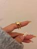 Anillo de bola hueca multicapa de alta calidad de estilo francés, brillante, para mujer, ligero, de lujo, con todo tipo de combinaciones, de metal abierto.