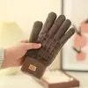 Guantes de Pantalla Táctil Invierno Forrados de Felpa Engrosados Cálidos y a Prueba de Frío Guantes de Punto Moda del Hogar Guantes de Lana para Dedos para Mujeres Ciclismo