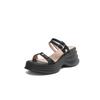 Slip-ons de Couro Genuíno com Plataforma de Sola Grossa Off-White para Mulheres, Verão para Usar ao Ar Livre, Sandálias Preguiçosas de Salto Alto