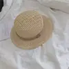 Sombrero de Paja Hueco Estilo Old Money para Mujer, Sombrero de Playa de Verano, Vacaciones en la Playa, Estilo Británico, Elegante, Sombrero de Copa Plana que Adelgaza el Rostro