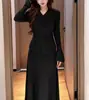 Traje estilo dulce traje de moda estilo Mori manga larga corte ajustado cintura ceñida otoño e invierno falda de mujer de moda color caqui albaricoque