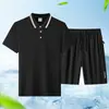 Conjunto de Duas Peças 2025 Novos Shorts Roupa Esportiva Fresca Terno de Seda Gelada Camiseta Casual de Verão Masculina Respirável e Elástico