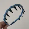 Diadema de Onda de Mezclilla Estilo Coreano para Mujer, Diadema Antideslizante Dentada para Lavarse la Cara, Accesorio para el Cabello