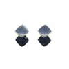 Pendientes coreanos de estilo simple con bloques de color, Pendientes dulces y únicos para niñas, Accesorios de oreja versátiles de moda y de alta gama retro