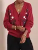 Cárdigan de Punto Bordado de Moda Europeo y Americano para Mujer, Nuevo Suéter Abrigo Holgado Vintage Floral con Cuello en V para Otoño e Invierno