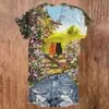 Camiseta Básica Transfronteriza Diseño con Sentido para Mujer Cuello en V Camisa Básica Estilo Europeo y Americano Popular Estampada Prenda Interior Talla Grande Top para Mujer