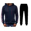 Moletom com Capuz Casual Masculino Novo Moda Splicing de Linha Moda Conjunto