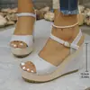 Sandalias de cuña peep-toe europeas y americanas de talla grande en stock, nuevas sandalias romanas de suela gruesa de comercio exterior transfronterizo para verano 2026 para mujer