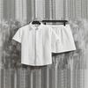 Comércio Exterior Transfronteiriço Novo Conjunto Casual Masculino Moda Marca Tendência Solto Tamanho Grande Camisa de Manga Curta Shorts Conjunto de Duas Peças para Homens