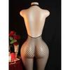 Estilo Europeo y Americano Tirante al Cuello Espalda Descubierta Lencería Sexy Malla Transparente Seda Negra Sin Entrepierna Conjunto de Malla Negra