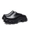 Una generación de pantuflas de plataforma gruesa tipo muffin de tacón alto para hombre, de cuero, baotou, medias pantuflas, informales, sin talón, zapatos de medio slip, a la moda