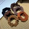 Elásticos de cabelo versáteis de renda coreanos, scrunchies coloridos fofos, acessórios de cabelo femininos cor creme para primavera-verão, elásticos de cabelo básicos para prender o cabelo