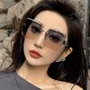 Gafas de sol sin montura para mujer transfronterizas, Gafas de moda, Gafas de sol para mujer, Marca de lujo de alta gama, Lujo ligero, Montura grande para hombre y mujer