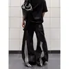 Jeans de Pierna Ancha Sueltos Unisex con Parche de Tinta Salpicada Estilo Retro Americano, Tres Rayas Curvas, Pantalones Largos de Nuevo Estilo con un Diseño Único