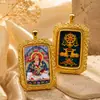 Pingente Thangka Pintado com Zaki Lamu e os Oito Grandes Budas da Riqueza, Divindades da Riqueza Pretas e Amarelas, Pingente Thangka Tibetano Estilo Chinês