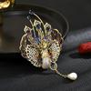 Broche Fénix colorido de diseño original para mujer, colgante de borla de perla natural, alta costura, estilo chino, ramillete, regalo de lujo
