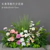 Flores de Fileira no Chão para Casamento Estilo Floresta Fileira de Flores Estilo Jardim Monet Fileira de Flores Artificiais Flores Falsas Palco T para Casamento Corredor Arte Floral Acabada