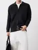 Otoño Invierno Estilo Coreano Moda Retro Estilo Old Money Cardigan de Solapa para Hombre Holgado con Cremallera Prendas de Punto Casuales Tendencia