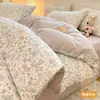 Juego de Sábanas y Funda de Edredón de Gasa de Doble Capa de Cuatro Piezas, Juego de Ropa de Cama de Tres Piezas para Dormitorio, Adecuado para Todas las Estaciones, Hermoso