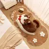 Alfombra de imitación cachemir de gatito lindo, resistente a la suciedad y a prueba de frío, adecuada para la mesita de noche del dormitorio, el sofá de la sala de estar, tapete antideslizante y lavable