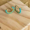 Hebilla de Pendiente Retro Francesa de Circonita Turquesa para Mujer de Lujo Ligero con Sentido de Gama Alta Pendientes de Diseño de Nicho Accesorios para Orejas Blanqueadores Versátiles