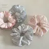 Goma para el pelo de encaje azul a rayas con sal marina fresca estilo coreano, accesorio elástico versátil de alta gama para coleta baja