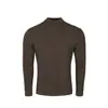 GARM26FW Casual Americano G02 estilo gola semi-alta, camiseta justa de manga comprida, cor sólida, top base elástico